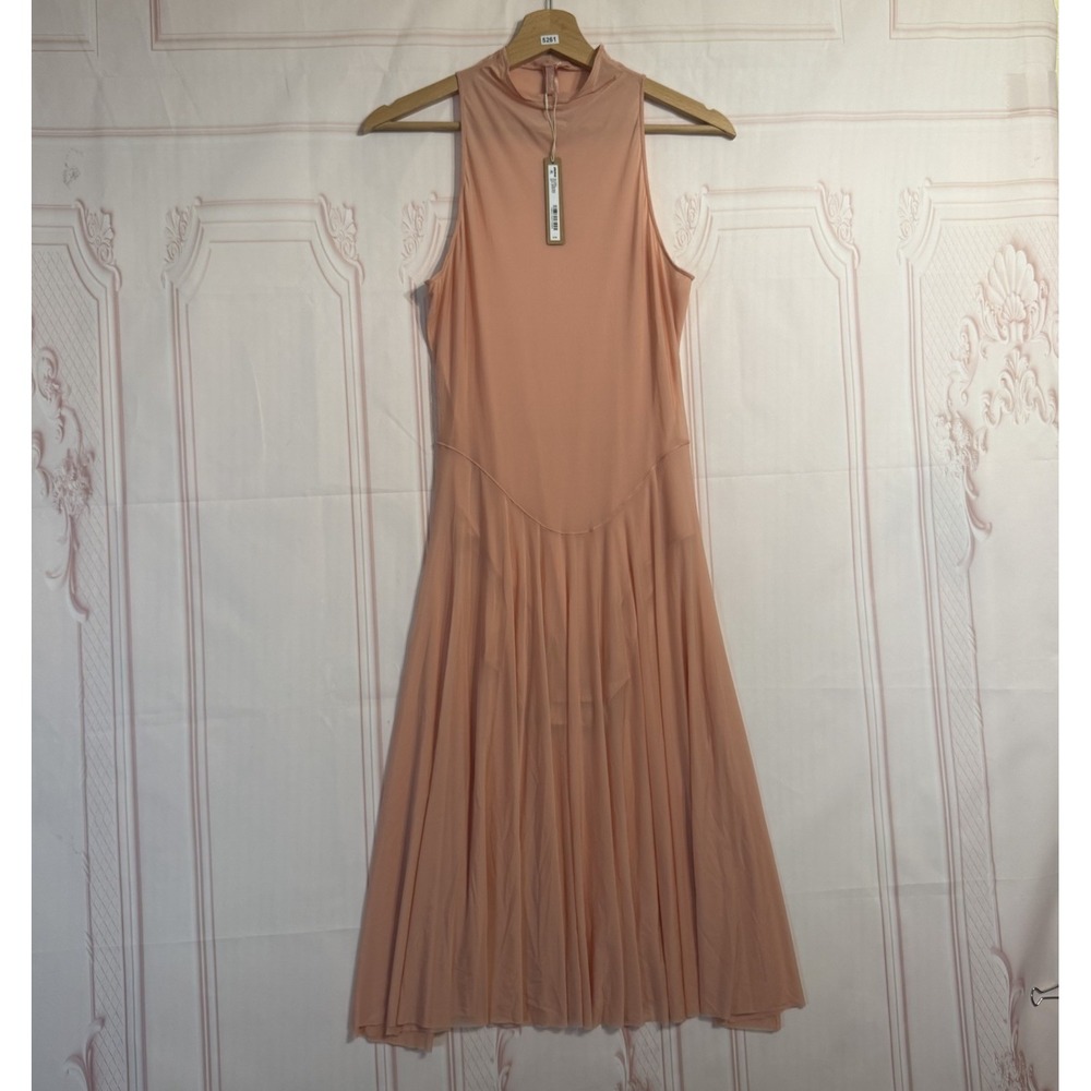SKIMS Milky Sheer High Neck Midi Dress In Desert Clay Size L $108 NWT